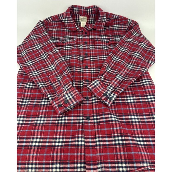 L.L. Bean Other - L.L. Bean Mens L-Tall Red Traditional Fit Plaid Long Sleeve Flannel Button Shirt